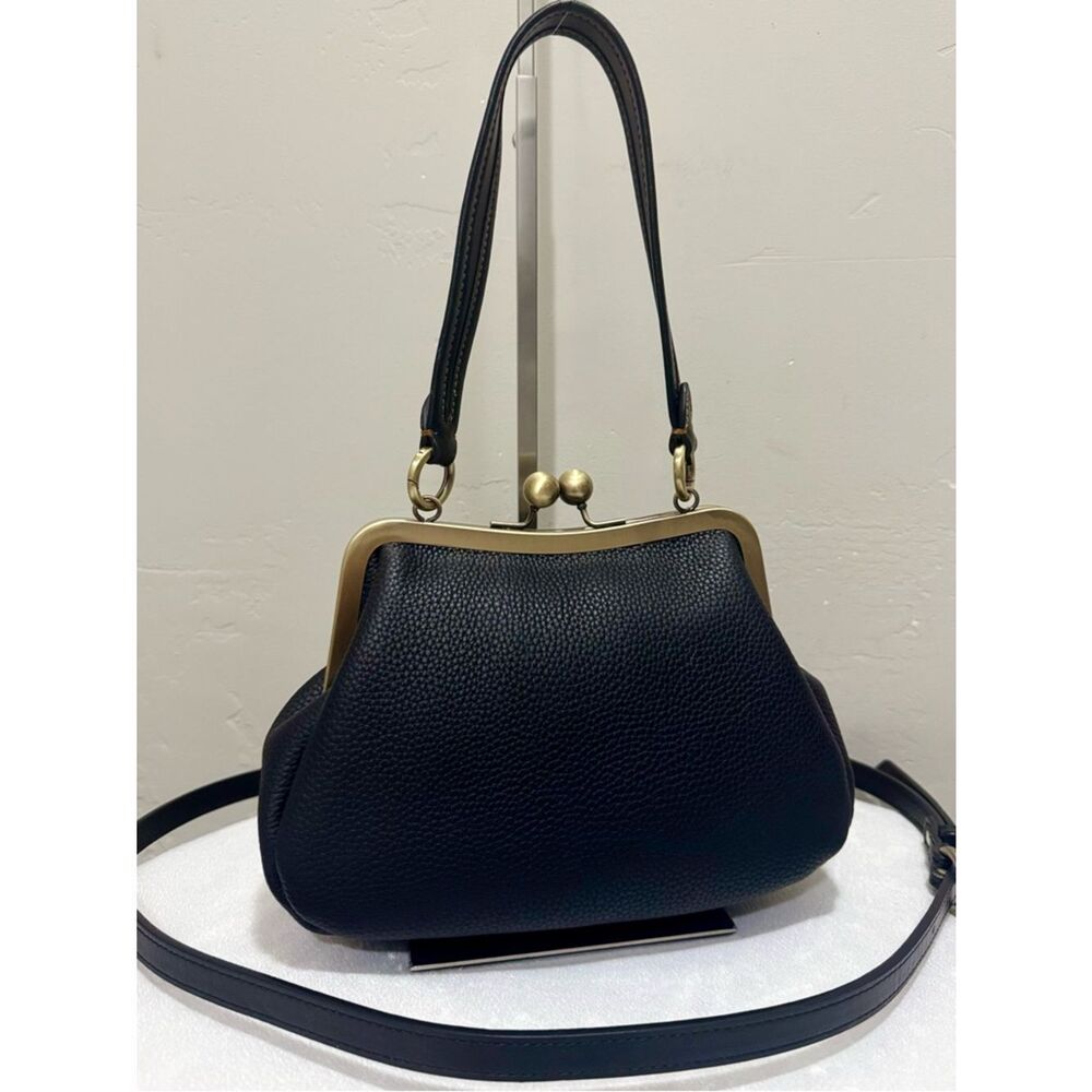 Unique Togo Cowhide Leather Handmade Vintage Kisslock Purse, Multi Use Style